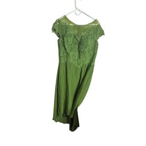 Chic Asymmetrical Green Lace Dress